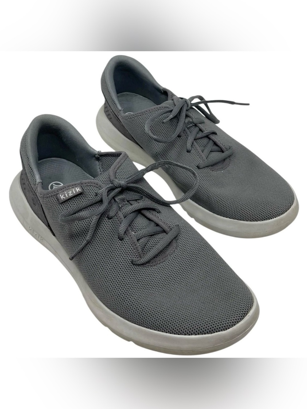Kizik Madrid Eco Knit Men’s 7/Women's 8.5 Grey White Hands Free Sneakers Shoes